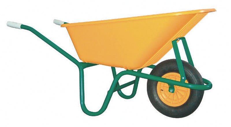 Carretilla profesional con cubo de polipropileno amarillo de 100 litros