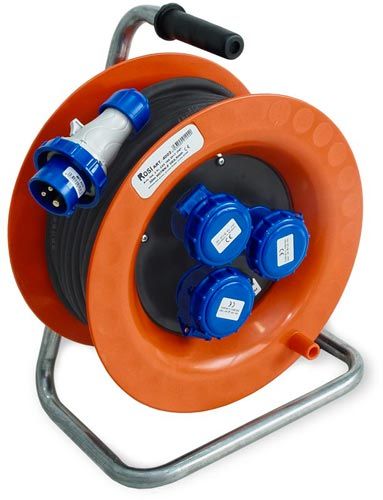 Avvolgicavo Industriale Rosi HO7RNF 3G2,5 30Mt 3 Ind. 16A 2P+E IP67 Disgiuntore Termico