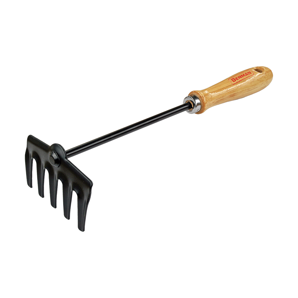 Rastrillo Benman de 5 dientes con mango de madera