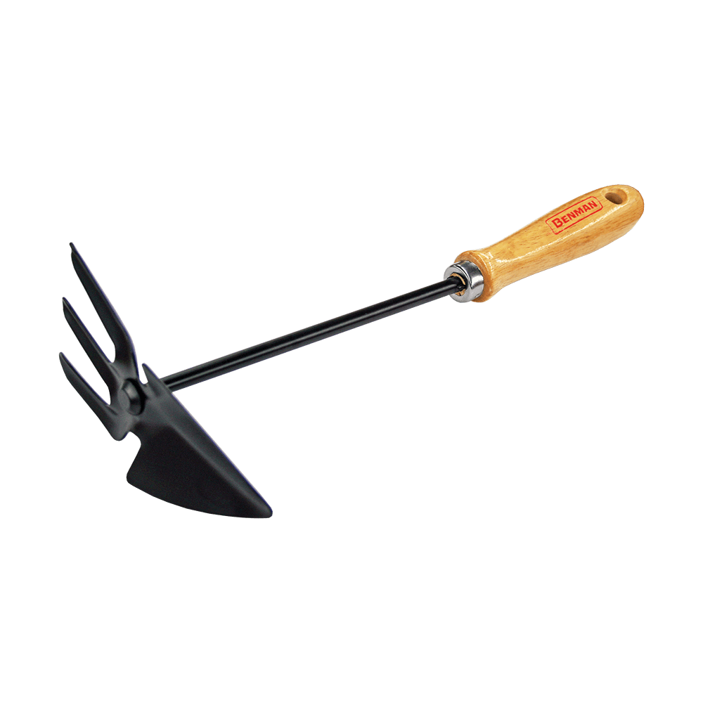 Zappetta con rastrello a 3 denti e manico in legno Benman