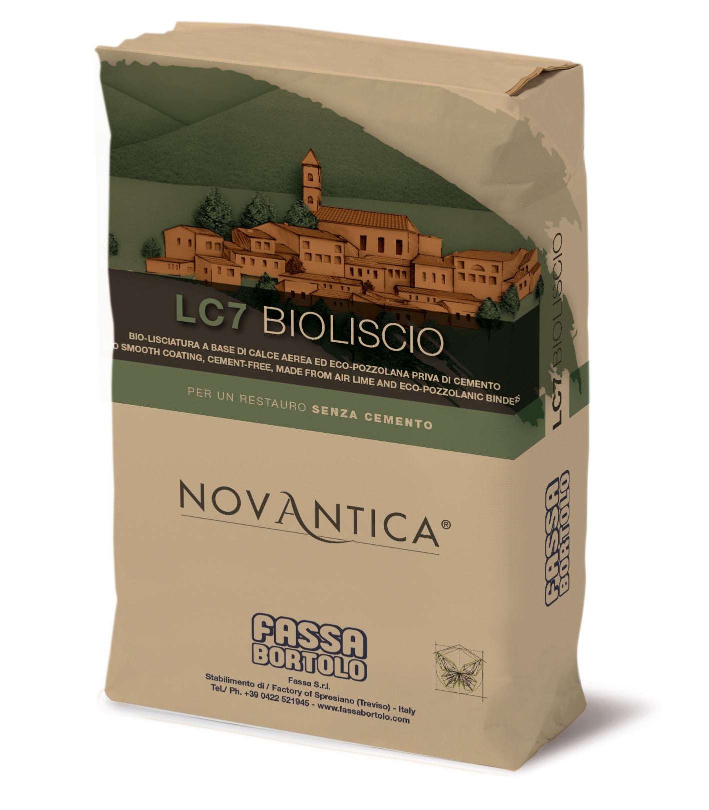 Intonaco di finitura liscio a base di calce e pozzolana privo di cemento LC 7 BIOLISCIO 20 KG
