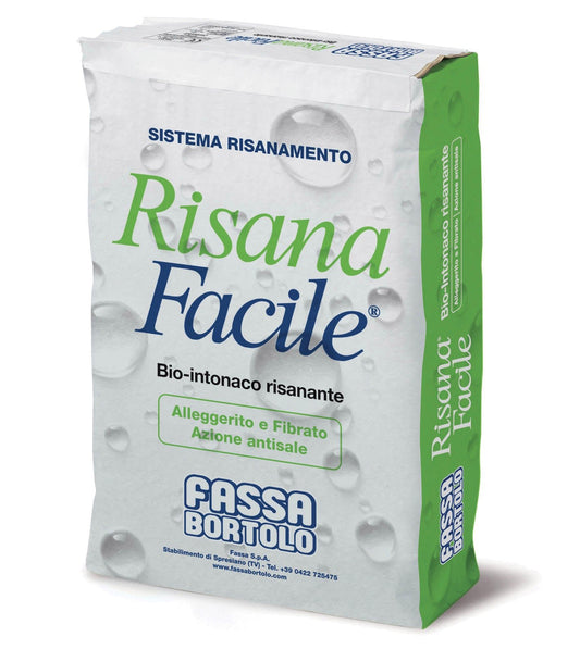Bio-intonaco macroporoso alleggerito bianco fibrato Risana facile kg 25
