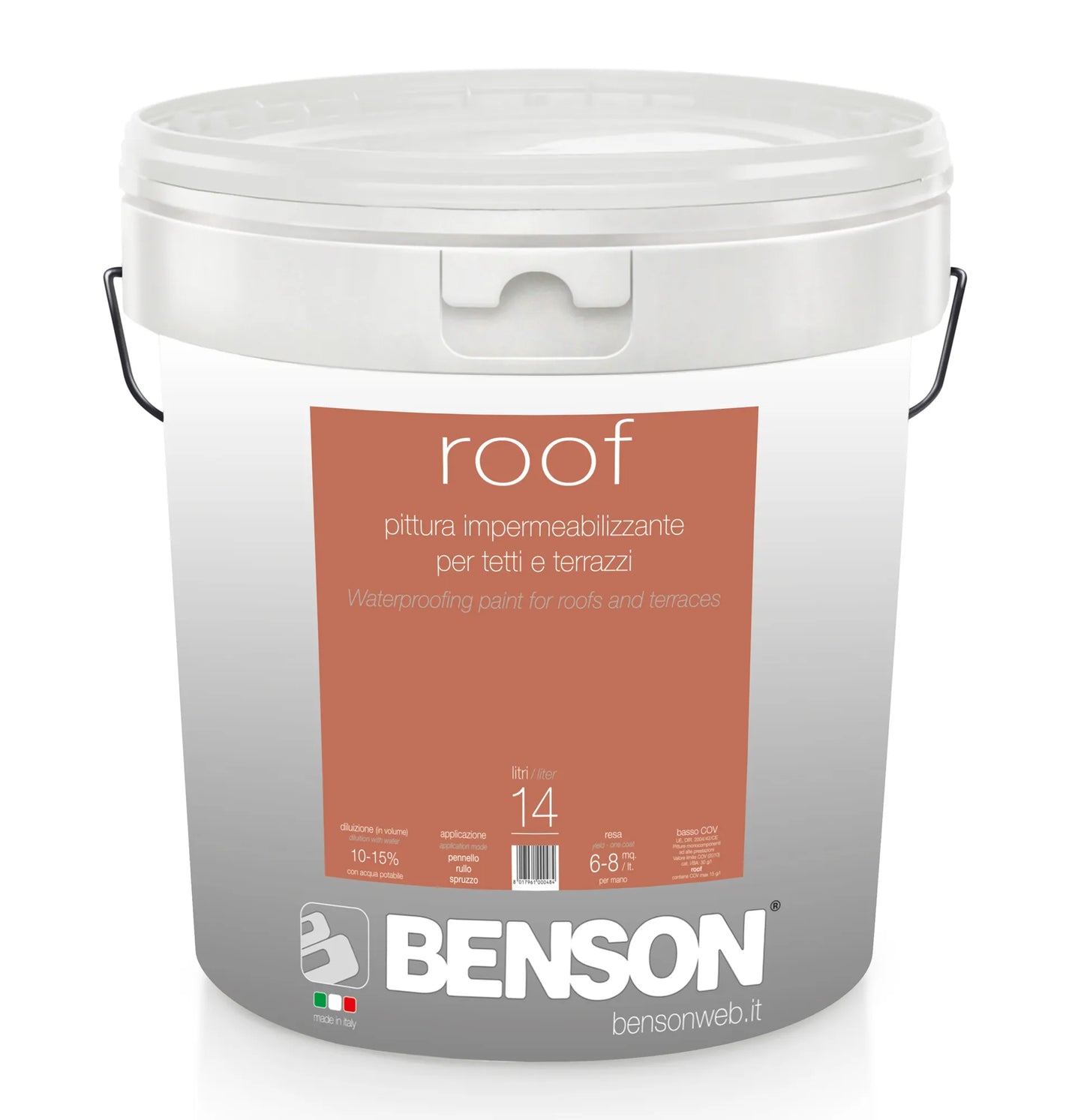 Pittura riflettente elastica per tetti e terrazzi ROOF – 14L bianca