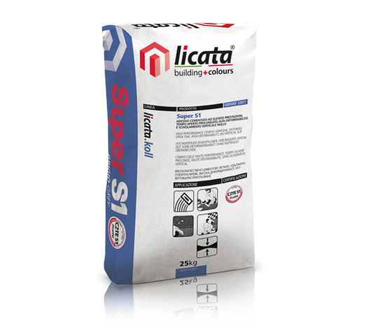 Colla per piastrelle SUPER S1 adesivo cementizio 25 KG – Licata