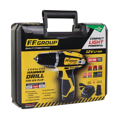 Trapano avvitatore 12V Plus + inserti, caricabatteria e batteria supplementare