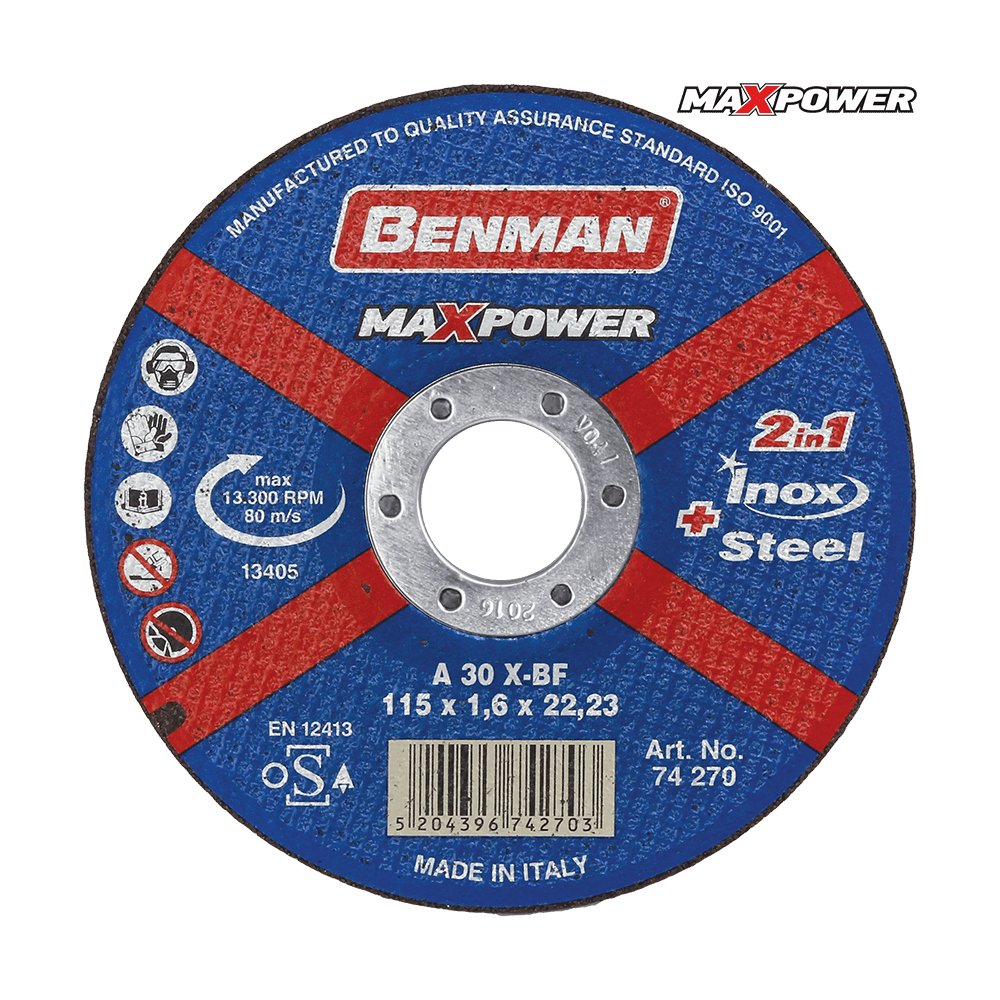 Disco da taglio per acciaio - inox maxpower 230X2.5mm Benman