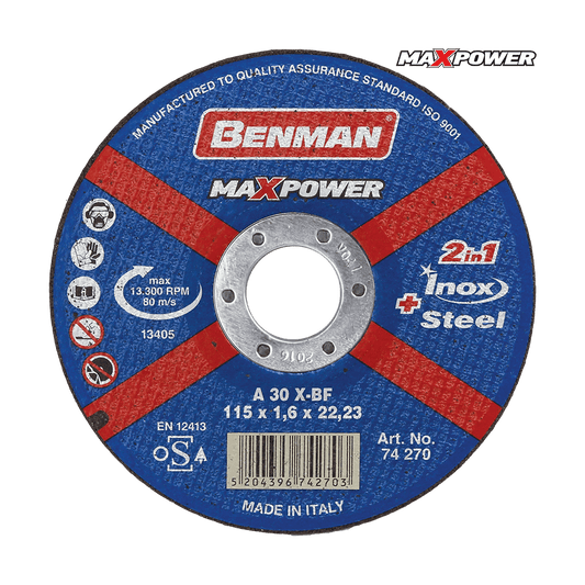 Disco da taglio per acciaio - inox maxpower 230X2.5mm Benman