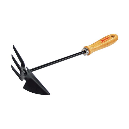 Zappetta con rastrello a 3 denti e manico in legno Benman