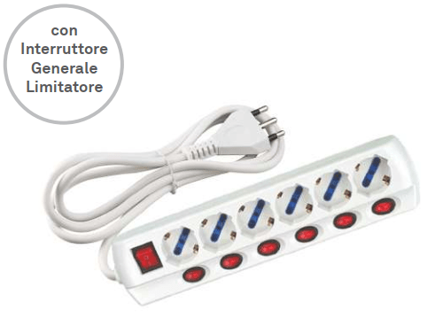 Multipresa Schuko Rosi con cavo e spie