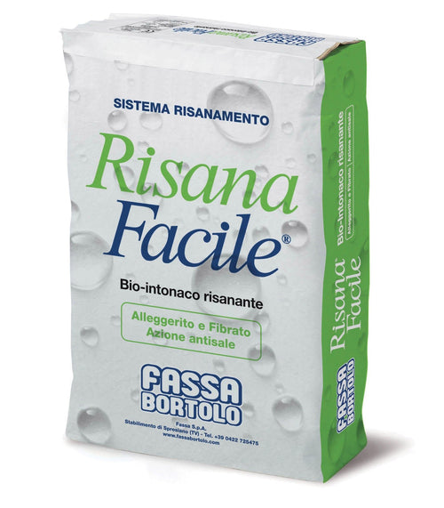 Bio-intonaco macroporoso alleggerito bianco fibrato Risana facile kg 25
