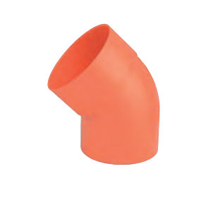 Raccordo curvato in PVC arancione - 45°, 160 mm