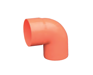 Raccordo curvato in PVC arancione - 87° 30', 200 mm